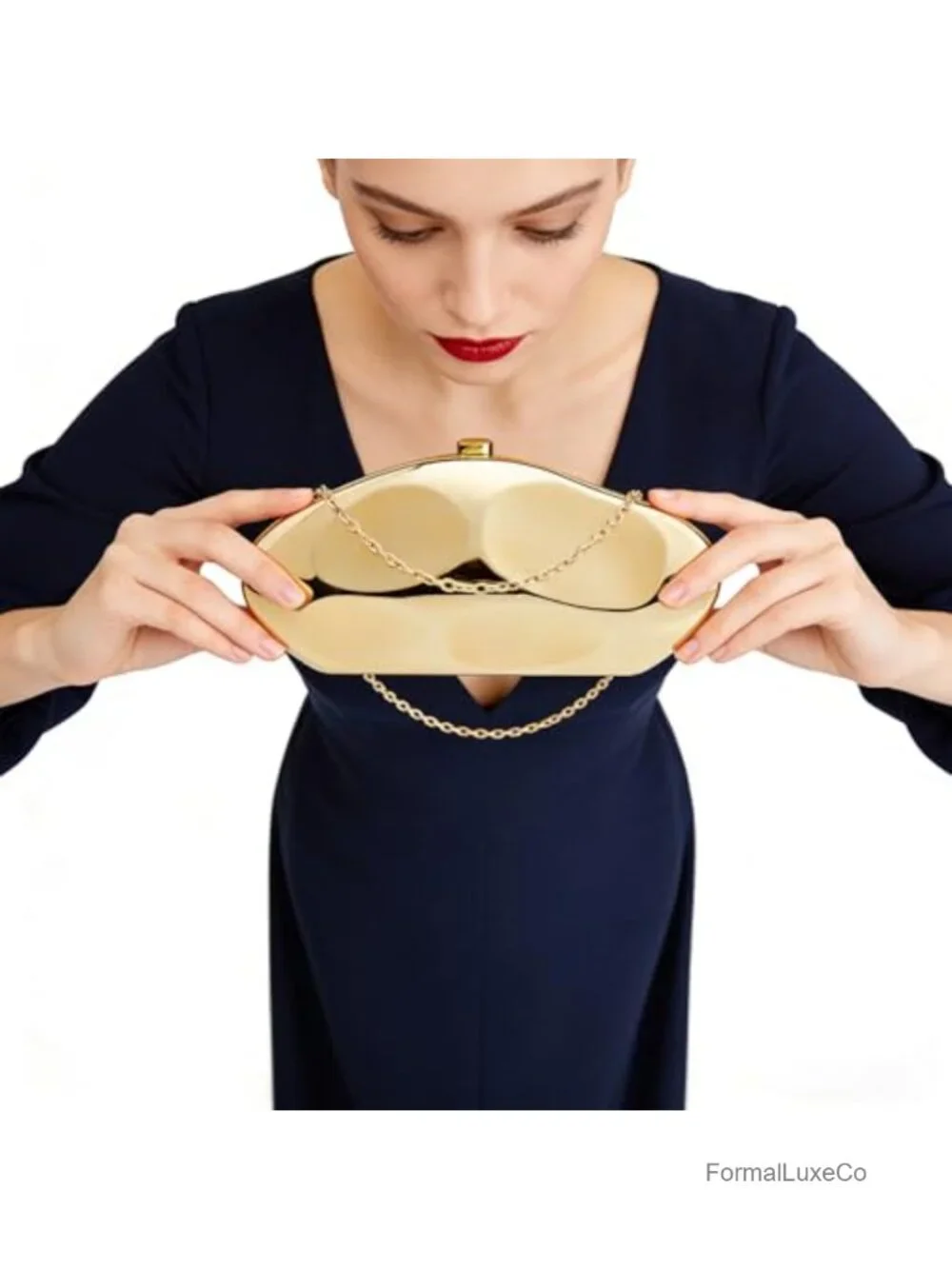 Acrylic Clutch Purse for Women Formal Evening Bag Shell Shape with Chain